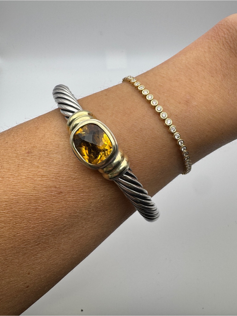 David Yurman Sterling Cable Citrine Cable Bracelet (Broken)